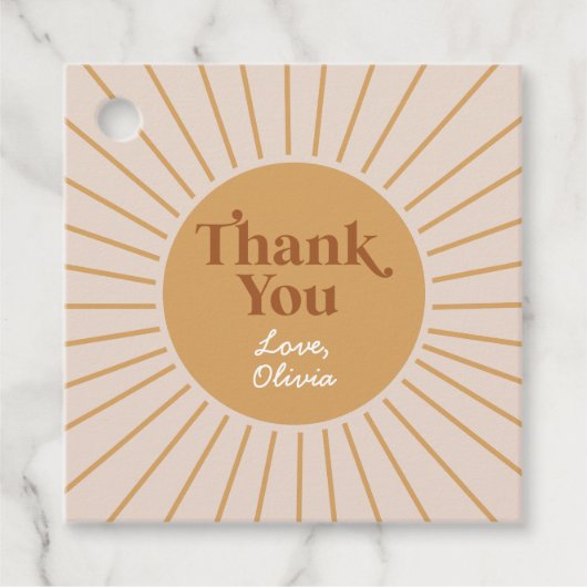 Étiquettes Cadeau Boho Our Little Sunshine Merci (Devant)