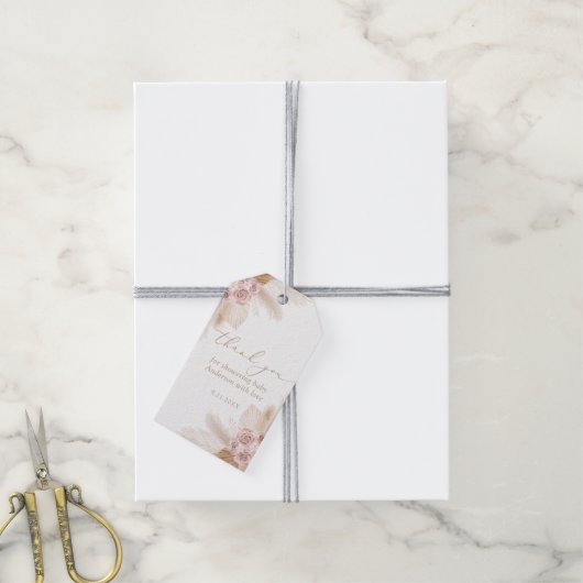 Étiquettes-cadeau Boho Pampas Grass Girl Baby shower (Avec de la ficelle)