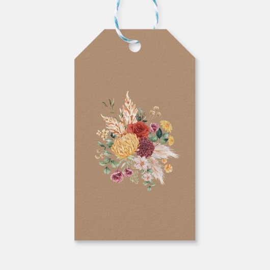 Étiquettes-cadeau Boho Pampas Moderne Fleur de Herbe Vert Faveur (Dos)