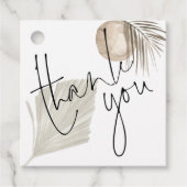 Étiquettes Cadeau Boho Pampas Noms de script Date Mariage Merci (Devant)