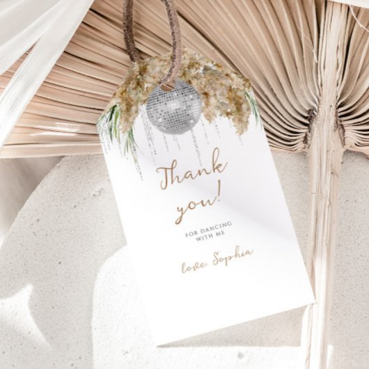 Étiquettes-cadeau Boho Papmas Grass Disco Ball Anniversaire