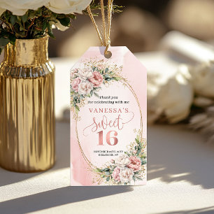 Étiquettes-cadeau Boho Poussiéreux Rose Floral Verdure Douze Ans Suc
