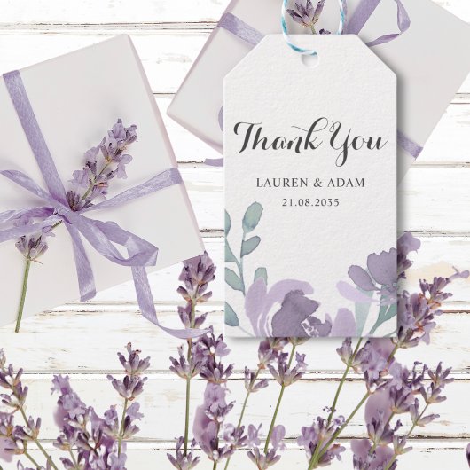 Étiquettes-cadeau Boho Purple Aquarelle Florale Mariage