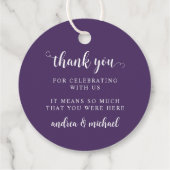 Étiquettes Cadeau Boho Purple Lavender Floral Mariage rond (Dos)