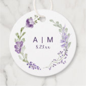 Étiquettes Cadeau Boho Purple Lavender Floral Mariage rond (Devant)