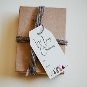 Étiquettes-cadeau Boho Rainbow & Hearts Joyeux Noël à et de
