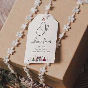Étiquettes-cadeau Boho Rainbow & Hearts Oh What Fun Family Cadeau Ta