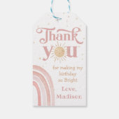 Étiquettes-cadeau Boho Rainbow Sunshine Anniversaire Merci Cadeau Ta (Dos)