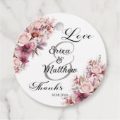 Étiquettes Cadeau Boho rose Dusty Floral Mariage de script moderne (Devant)