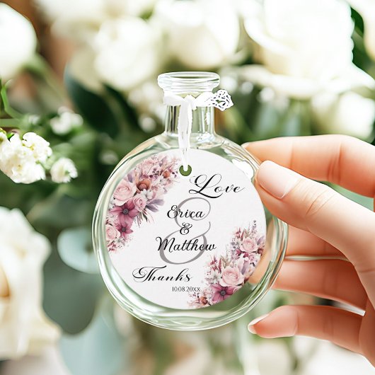 Étiquettes Cadeau Boho rose Dusty Floral Mariage de script moderne