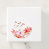 Étiquettes Cadeau Boho Rose Orange Fleurs Merci douche (En situation)