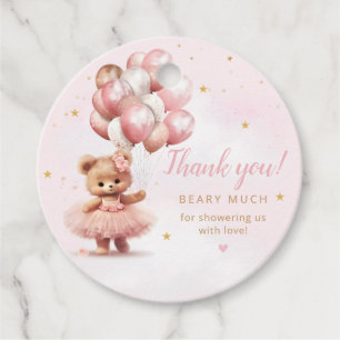 Étiquettes Cadeau Boho rose Teddy ours fille Merci Baby shower