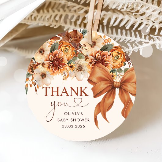 Étiquettes Cadeau Boho Rustic Fall Floral Baby shower