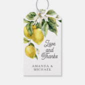 Étiquettes-cadeau Boho rustique Aquarelle Citrons Citrus Merci (Devant)