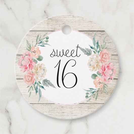 Étiquettes Cadeau Boho Rustique Floral Sweet 16 Anniversaire (Devant)