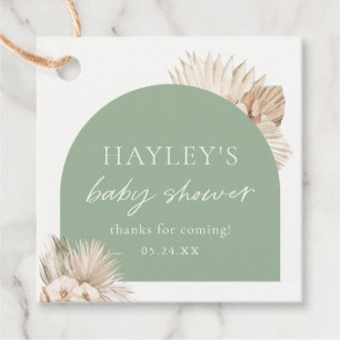 Étiquettes Cadeau Boho Sage Green Baby shower Merci Favoriser Tags