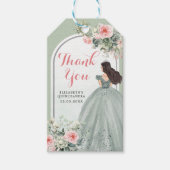 Étiquettes-cadeau Boho Sage Green Rose fille 15 Años Merci (Devant)
