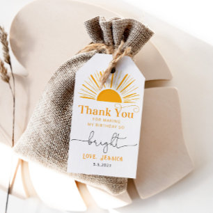 Étiquettes-cadeau Boho soleil minime anniversaire merci