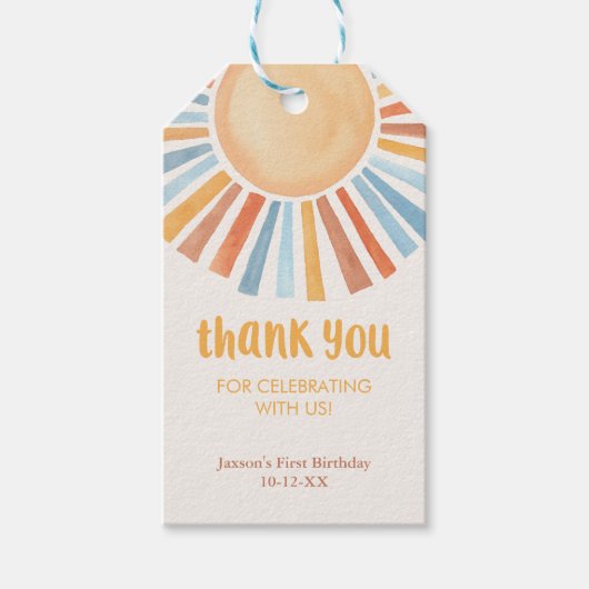 Étiquettes-cadeau Boho soleil soleil fête d'anniversaire en faveur t (Devant)