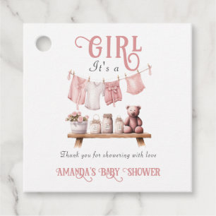 Étiquettes Cadeau Boho Sweet C'est une fille Baby shower en tissu ro