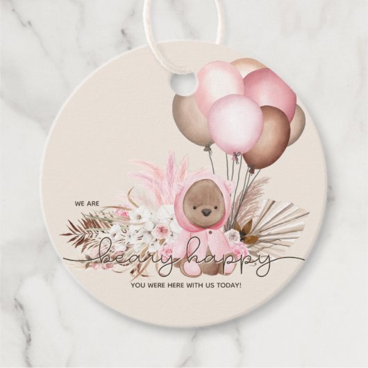 Étiquettes Cadeau Boho Teddy Bear & Balloons Bearly Wait Baby shower (Devant)