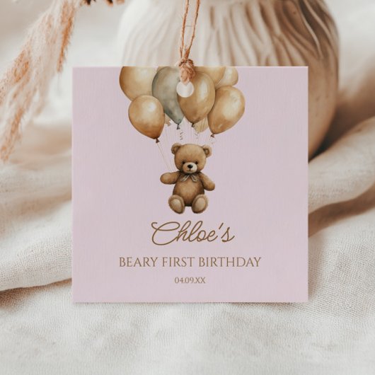 Étiquettes Cadeau Boho Teddy Bear Beary Première fête d'anniversaire