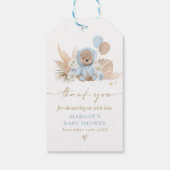 Étiquettes-cadeau Boho Teddy Bear Bleu Bearly Wait Baby shower (Dos)
