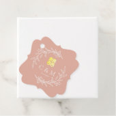 Étiquettes Cadeau Boho teintée feuille rose vermeil mariage chinois  (En situation)