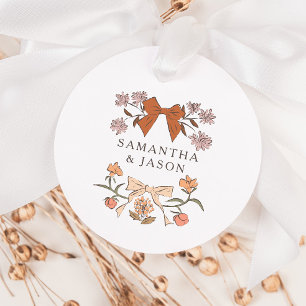 Étiquettes Cadeau Boho Terracotta Bow Floral Wedding Favor Tags