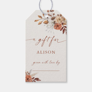 Étiquettes-cadeau Boho Terracotta Floral Display Douche