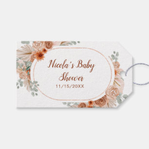 Étiquettes-cadeau Boho Terracotta Pampas Baby shower en herbe