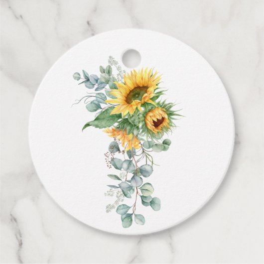 Étiquettes Cadeau Boho tournesol eucalyptus (Devant)