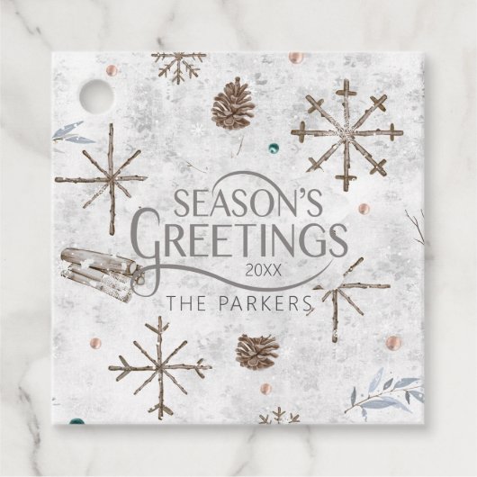 Étiquettes Cadeau Boho Twigs & Pinecone Christmas ID986 (Devant)