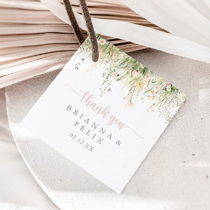 Étiquettes Cadeau Boho vert Fleur sauvage mariage Favor Tags