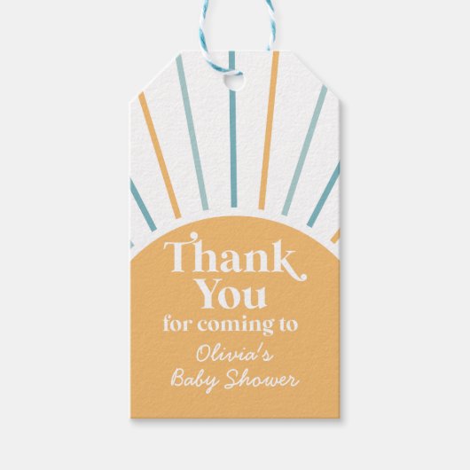 Étiquettes-cadeau Boho Voici le baby shower soleil Son (Devant)