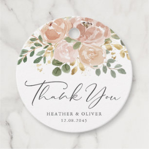 Étiquettes Cadeau Boho Watercolor Mauve Fleurs Mariage Merci