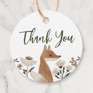 Étiquettes Cadeau Boho Woodland Fox Baby shower Round Faver Tags