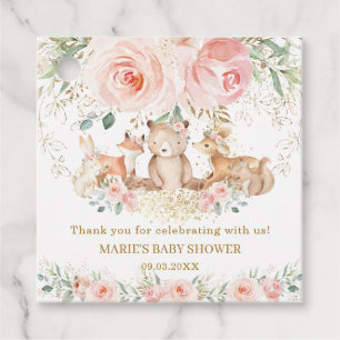 Étiquettes Cadeau Bois Animaux Blush Baby shower Floral Anniversaire