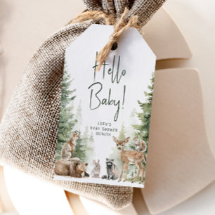 Étiquettes-cadeau Bois Animaux Bonjour Bébé Baby shower Merci
