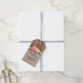 Étiquettes-cadeau Bois Burlap Fleurs roses Mariage campagnard rustiq (Avec de la ficelle)
