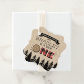 Étiquettes Cadeau Bois de bûcheron à plaies rustiques 1er anniversai (En situation)