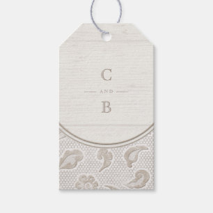 Étiquettes-cadeau Bois de dentelle blanche mariage campagnard rustiq