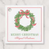 Étiquettes Cadeau Bois de Noël Rouge (Devant)