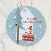 Étiquettes Cadeau Bois d'hiver arbre rustique Joyeux Noël (Devant)