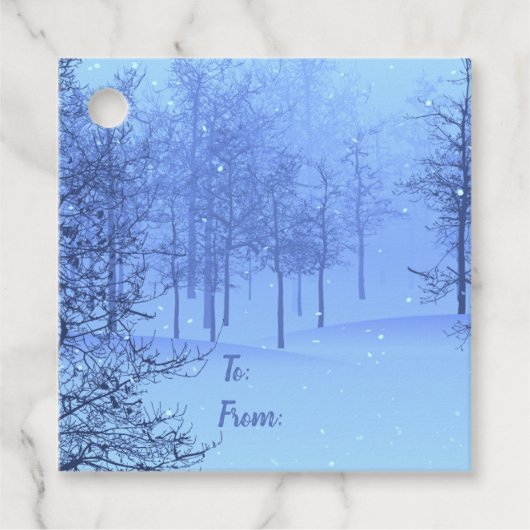 Étiquettes Cadeau Bois d'hiver magique sur une (Devant)