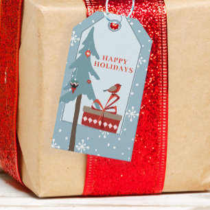 Étiquettes-cadeau Bois d'hiver pin rustique Happy Holidays