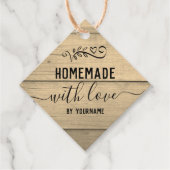 Étiquettes Cadeau Bois Fancy Script fait maison avec amour Affaires (Devant)