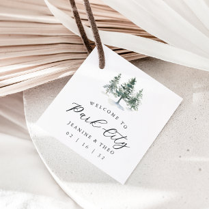 Étiquettes Cadeau Bois Grove Mariage d'hiver Bienvenue