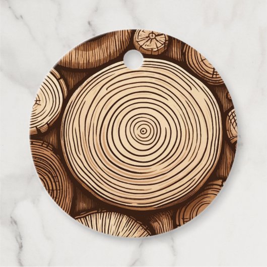 Étiquettes Cadeau Bois rond Loges Forêt de bois (Devant)