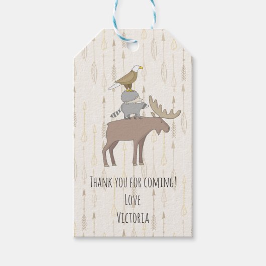 Étiquettes-cadeau Bois rustique animaux forêt Favoriser les étiquett (Devant)